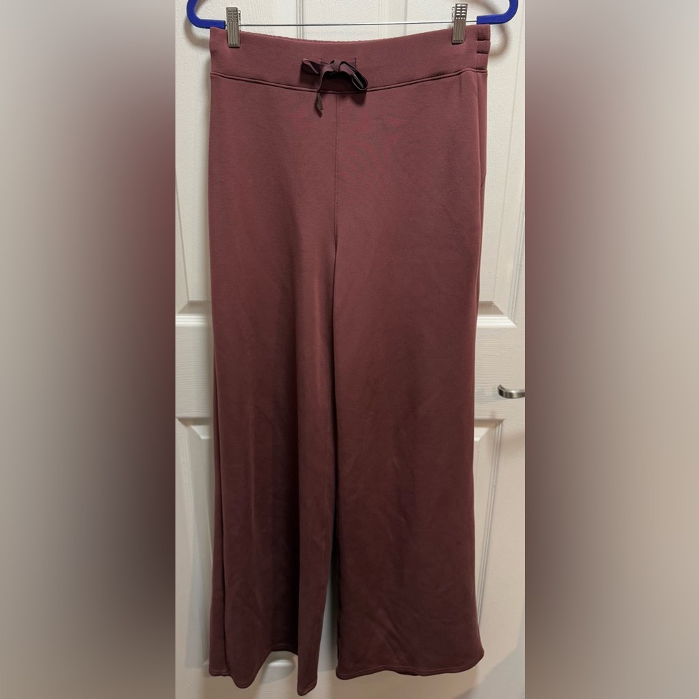 SPANX Ribbed Wide-Leg Knit Pants in Dusty Plum size L tall